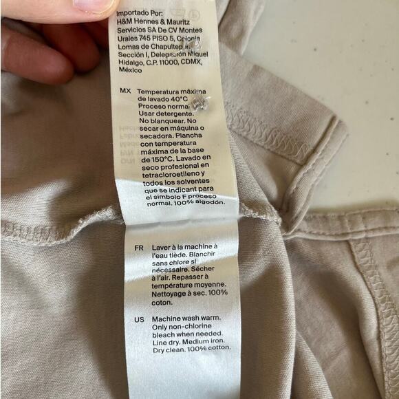 COS Long Sleeve Shirt Mens L 100% Cotton Beige Minimalist Regular Fit Neutral - Picture 9 of 9